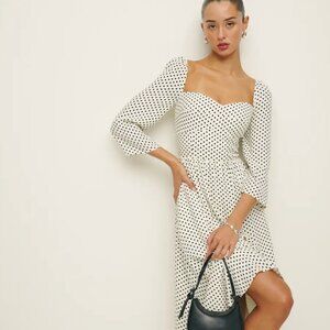 Reformation Black and White Polka Dot Midi Dress